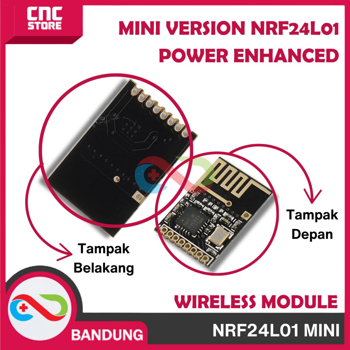 MINI NRF24L01 VERSION SMD WIRELESS MODULE POWER ENHANCED VERSION - Image 2