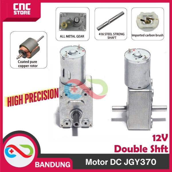 MOTOR DC GEARBOX JGY370 DOUBLE SHAFT SELF LOCKING  DC WORM HIGH TORQUE JGY 370 DOUBLE AS -150 RPM