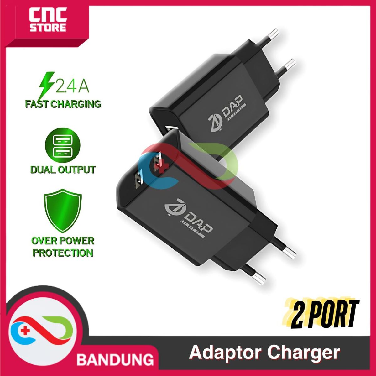 TRAVEL CHARGER ADAPTOR UNIVERSAL FOR HP ESP32 ESP8266 2 DUAL PORT USB 2.4A - Image 4