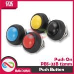 PUSH BUTTON PUSH ON MOMENTARY PBS-33B 12MM BLACK