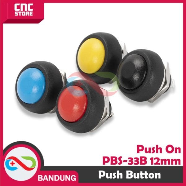 PUSH BUTTON PUSH ON PBS-33B 12MM RED