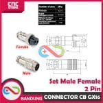 AVIATION PLUG CONNECTOR CB GX16 16MM SET MALE FEMALE - 2 PIN - Image 2