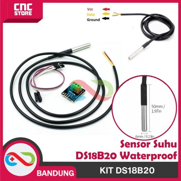 DS18B20 SENSOR TEMPERATURE WATERPROOF FULLY KIT SENSOR SUHU MODULE