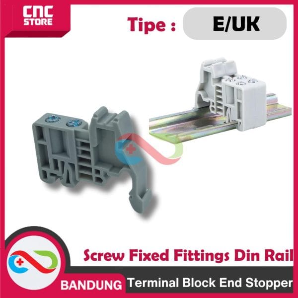 TERMINAL BLOCK END STOPPER GRAY - E/UK EUK Screw Fixed Terminal Block End Stopper Fittings Din Rail PD06