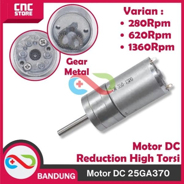 MOTOR DC 12V 25GA370 DINAMO GEAR BOX DYNAMO REDUCTION GEARBOX -1360 RPM