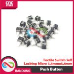 TACTILE SWITCH SELF LOCKING MICRO PUSH BUTTON 5.8MM X 5.8MM LATCHING DIP 6PIN - Image 4
