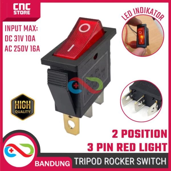 Rocker Switch Tripod 3 Pin 16A 250V – Saklar Arus Besar High Current