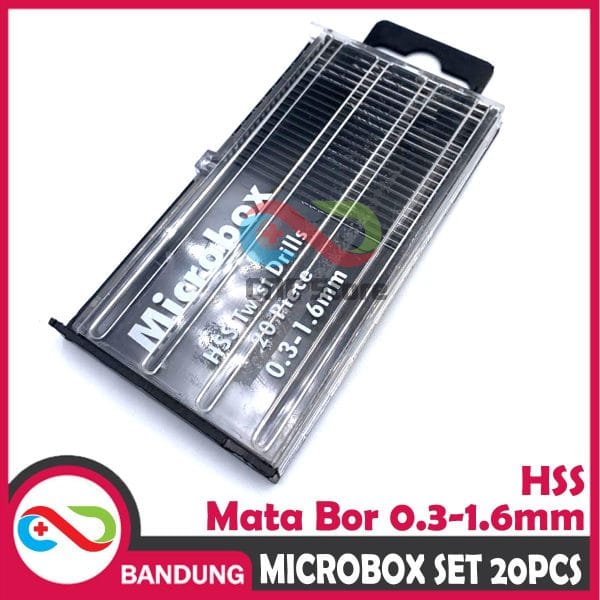 MICROBOX SET 20PCS MATA BOR HALUS 0.3 1.6MM MICRO HSS TWIST DRILLS BIT