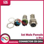 AVIATION PLUG CONNECTOR CB GX16 16MM SET MALE FEMALE - 2 PIN - Image 3