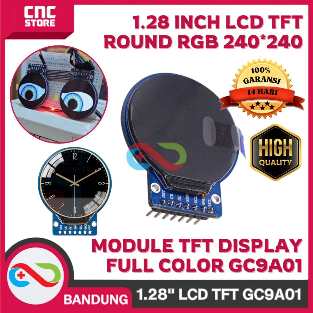 MODUL TFT DISPLAY 1.28 INCH LCD ROUND RGB 240*240 GC9A01 FULL COLOR - Image 1