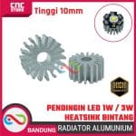 RADIATOR ALUMINIUM TINGGI 10MM PENDINGIN LED 1W / 3W TAMBAHAN UNTUK HEATSINK BENTUK BINTANG DIAMETER