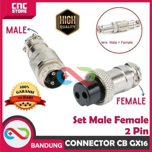 AVIATION PLUG CONNECTOR CB GX16 16MM SET MALE FEMALE - 2 PIN