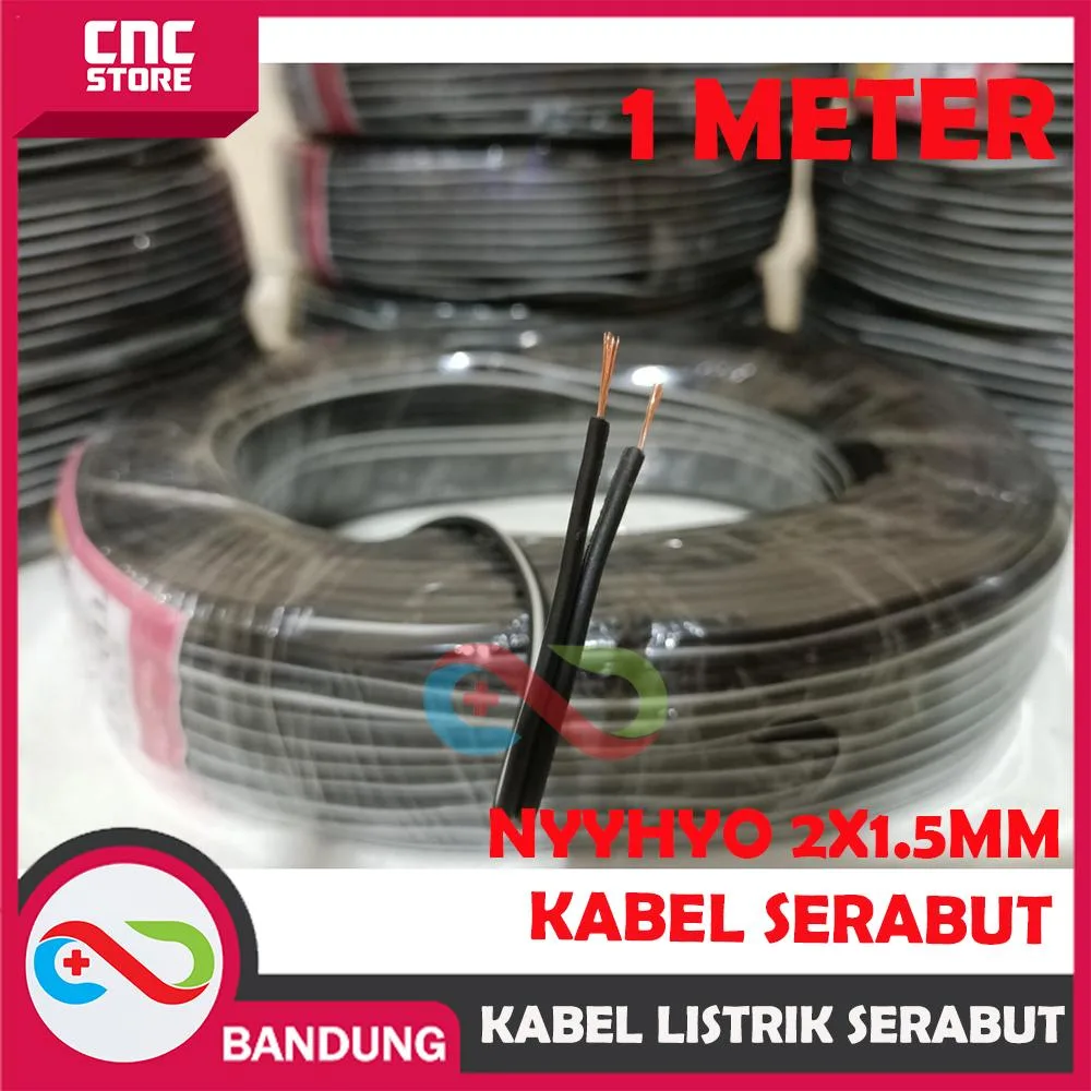 KABEL LISTRIK SERABUT TEBAL 2X1.5 MM NYYHYO KABEL SERABUT- HITAM PERMETER - Gambar 1