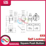 BLUE CAP SQUARE PUSH BUTTON 8X8MM SELF LOCKING LATCHING SWITCH - Image 5