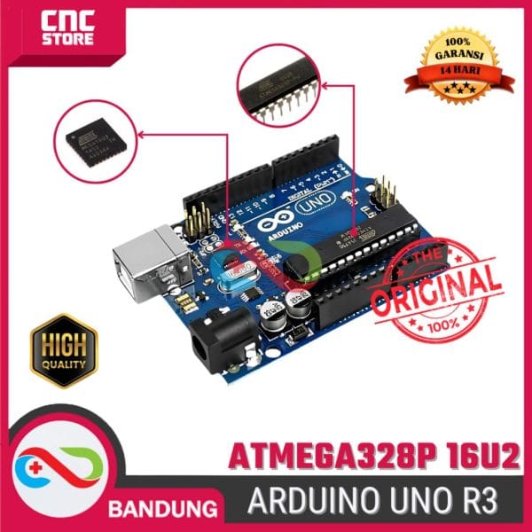 Arduino UNO R3 ATMEGA328P DIP ATMEGA 16U2 Compatible - Tanpa Kabel untuk Proyek DIY