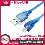 LOLIN32 WEMOS ESP32 WITH OLED DISPLAY IOT BLUETOOTH 4MB ESP32 WIFI PLUS KABEL MICRO USB - Image 2