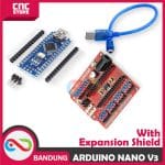 ARDUINO NANO V3 ATMEGA328P CH340G 5V 16MHZ WITH EXPANSION SHIELD