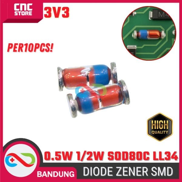 10pcs Zener Diode 0.5W 1/2W SOD80C LL34 SMD 3V3