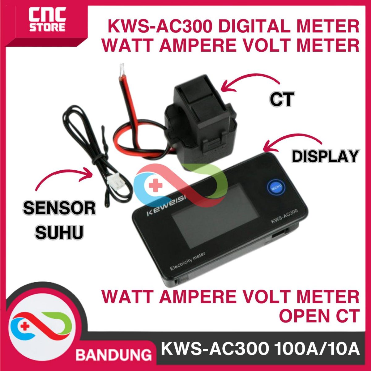 KWS-AC300 100A/10A 6IN1 DIGITAL KWH METER WATT METER AMPERE VOLT METER OPEN CT - Image 2