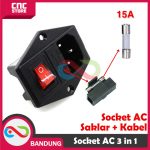 Soket AC 3in1 Kotak Lampu + Fuse Holder Power Outlet Socket Switch with cable - Image 3