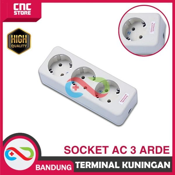 TERMINAL KUNINGAN STOP KONTAK 3 LUBANG SOCKET AC 3 ARDE
