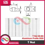 T NUT M4 TEE NUT T HAMMER NUT 20-M4 DROP IN ALUMINIUM PROFILE 2020 - Image 2