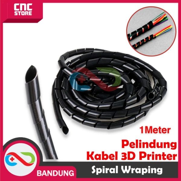 KABEL SPIRAL WRAPING PELINDUNG KABEL 8MM 3D PRINTER CNC PER 1 METER BLACK