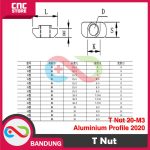T NUT M3TEE NUT T HAMMER NUT 20-M3 DROP IN ALUMINIUM PROFILE 2020 - Image 3