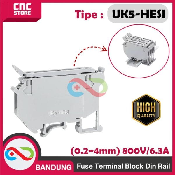 FUSE TERMINAL BLOK DIN RAIL - UK5-HESI Fuse Terminal Block Din Rail (0.2~4mm) 800V/6.3A.