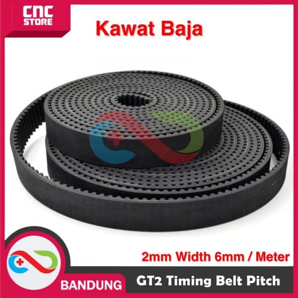 GT2 TIMING BELT PITCH 2MM WIDTH 6MM PER METER PU KAWAT BAJA