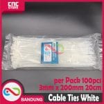 CABLE KABEL TIES TIS  3x200MM 20CM - PUTIH PACK 100PCS - Image 4