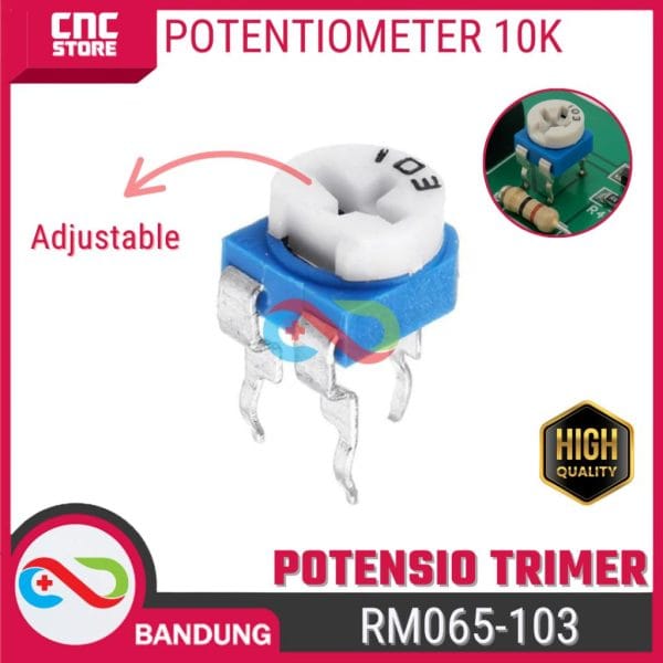 Potentiometer 10K RM065-103 Horizontal – Resistor Adjustable Blue & White WH06-2