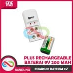 CHARGER BATERAI 9V BL-09 PLUS RECHARGEABLE BATERAI 9V 200 MAH