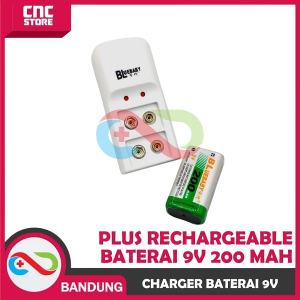 CHARGER BATERAI 9V BL-09 PLUS RECHARGEABLE BATERAI 9V 200 MAH