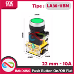 TOMBOL/ FLAT SWITCH Push Button 22mm LA38-11BN Push Self locking Flat Switch 10A - Image 2