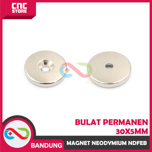 Magnet Neodymium NdFeB Bulat Lubang Permanen 30x5mm | Magnet Kuat Industri, Elektronika & Kerajinan DIY