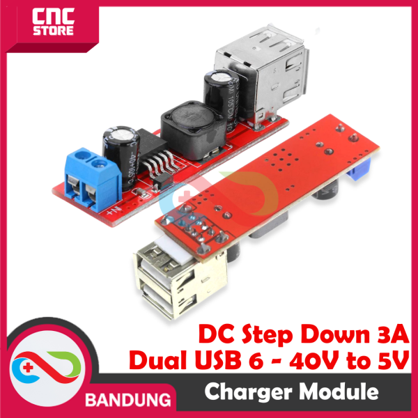DC-DC Step Down LM2596 6V-40V ke 5V 3A | Modul Power Supply Buck Converter Dual USB Charger untuk Proyek DIY