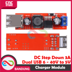 DC-DC Step Down LM2596 6V-40V ke 5V 3A | Modul Power Supply Buck Converter Dual USB Charger untuk Proyek DIY - Image 2