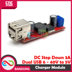 DC-DC Step Down LM2596 6V-40V ke 5V 3A | Modul Power Supply Buck Converter Dual USB Charger untuk Proyek DIY - Image 3