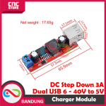 DC-DC Step Down LM2596 6V-40V ke 5V 3A | Modul Power Supply Buck Converter Dual USB Charger untuk Proyek DIY - Image 4