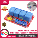 Module Relay 4 Channel 5V – Aktif High / Low dengan Optocoupler