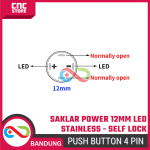 Saklar Power On Off Self Lock 12mm | Push Button Switch Metal Stainless dengan Lampu LED Hijau Biru Merah Putih - Image 6