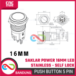 Saklar Power On Off Self Lock 16mm | Push Button Switch Metal Stainless dengan Lampu LED Hijau Biru Merah Putih - Image 2