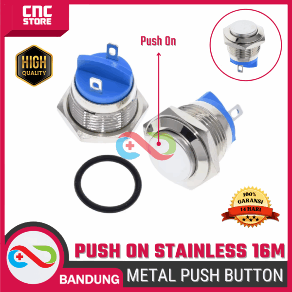 Push Button Switch Metal Saklar Push On Stainless 16M – Reset High Head