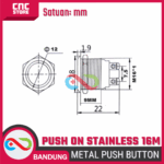 Push Button Switch Metal Saklar Push On Stainless 16M – Reset High Head - Image 2