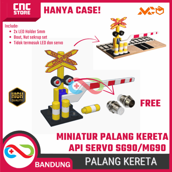 Miniatur Palang Kereta Api Case Only – Casing Simulasi Rail Crossing DIY untuk Servo SG90 / MG90