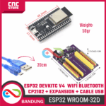Paket Lengkap ESP32 DevKitC V4 WROOM-32D – WiFi Bluetooth IoT Development Board with USB Cable & Expansion Module - Image 2