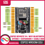 Paket Lengkap ESP32 DevKitC V4 WROOM-32U – WiFi Bluetooth IoT Development Board with USB Cable & Expansion Module - Image 3