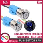 Saklar Power On Off Self Lock Stainless Lampu Metal Push Button Switch 12mm -HIJAU - Gambar 9