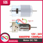 Motor DC 795 12V High Speed/Torque – Dinamo High RPM with Fan & Bearing - Gambar 6